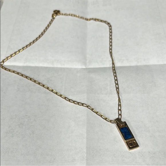 Dior Gold Necklace with Blue Accent comes with COA EUC - Picture 1 of 6